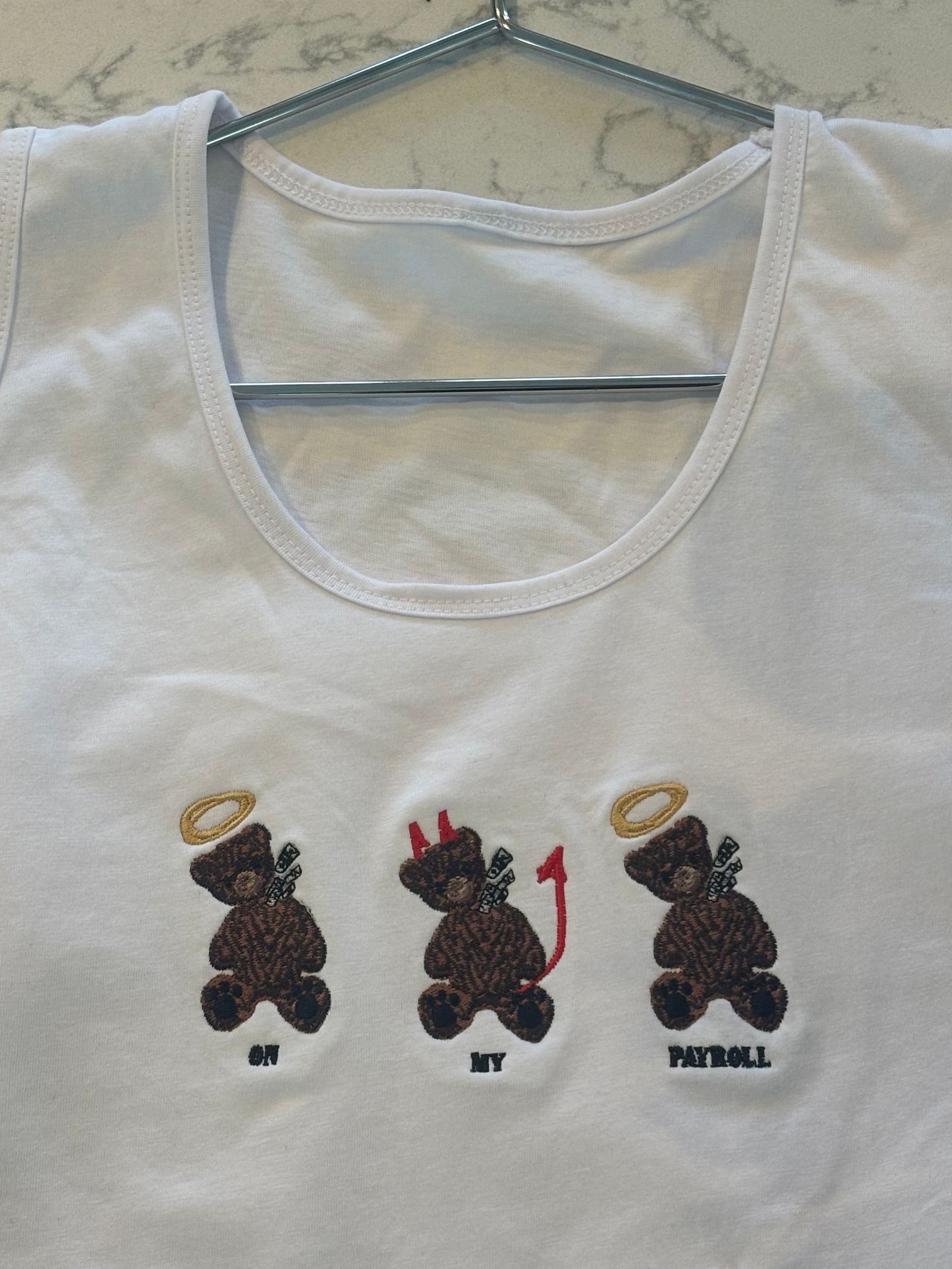 MEN’S CANDY CUTOFF TANK-WHITE